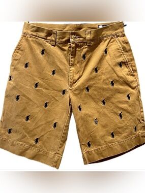 Polo by Ralph Lauren Tan Shorts with Navy Pony Embroidery